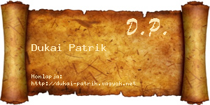 Dukai Patrik névjegykártya